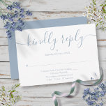 Simple Dusty Blue Script Meal Choice Wedding RSVP Card<br><div class="desc">A simple elegant modern minimalist dusty blue signature script RSVP card with your details set in chic typography. Designed by Thisisnotme©</div>