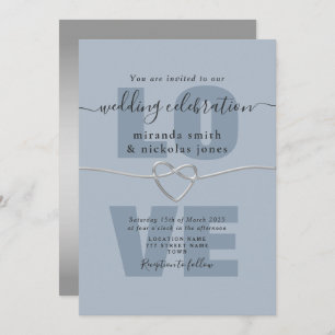Simple Dusty Blue Script Wedding Invitation