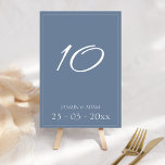 Simple Dusty Blue Script Wedding Table Number<br><div class="desc">Simple Dusty Blue Script Wedding Table Numbers - Guide guests in style with this minimal dusty blue script wedding table number card. Featuring clean white typography on a soft blue backdrop, it adds a refined, modern touch to your reception décor. Coordinates perfectly with matching invitations, menus, and place cards for...</div>
