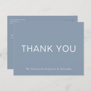 Simple Dusty Blue Thank You Postcard