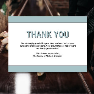 Simple Dusty Blue Traditional Sympathy Funeral Thank You Card