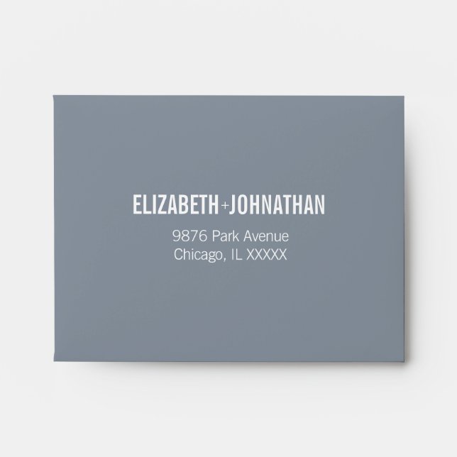 Simple Dusty Blue Typography Wedding RSVP Envelope (Front)
