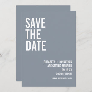 Simple Dusty Blue Typography Wedding Save The Date