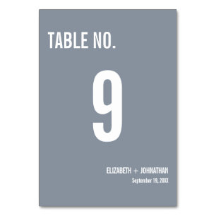 Simple Dusty Blue Typography Wedding Table Number