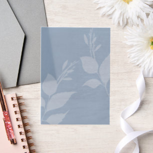 Simple Dusty Blue Vellum with Leaves Invitations