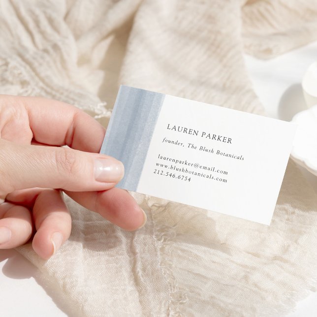 Simple Dusty Blue Watercolor Business Card (Creator Uploaded)