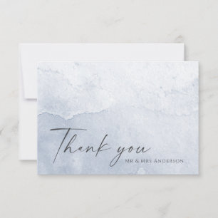 Simple Dusty Blue Watercolor Thank You Card