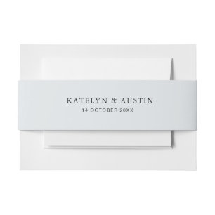 Simple dusty blue wedding belly band invitation belly band
