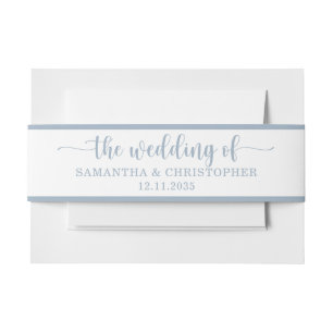 Simple Dusty Blue Wedding of Invitation Belly Band