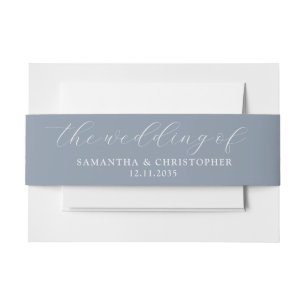 Simple Dusty Blue Wedding of Invitation Invitation Belly Band