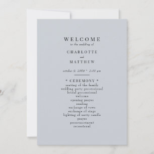 Simple Dusty Blue Wedding Program Invitation