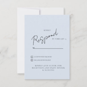 Simple Dusty Blue Wedding RSVP Dinner & Dancing