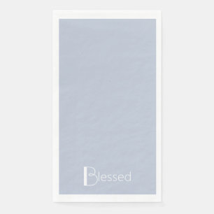 Simple Dusty Blue & White "Blessed" Napkin