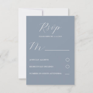 Simple Dusty Blue & White RSVP Wedding  Card