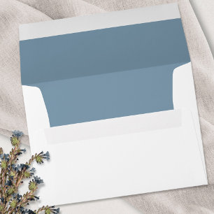 Simple Dusty Blue White Wedding Modern Minimalist Envelope