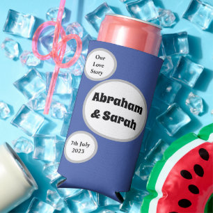 Simple - Dusty Blue & White - Wedding Seltzer Can Cooler