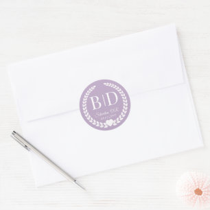 Simple Dusty Lavender Monogram Wedding Classic Round Sticker
