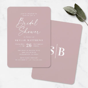 Simple Dusty Mauve Pink Solid Colour Bridal Shower Invitation