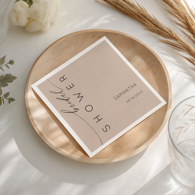 Simple Dusty Peach Bridal Shower Napkin (Creator Uploaded)