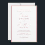 Simple Dusty Pink Border Script Wedding Invitation<br><div class="desc">Simple elegant script with classic typography wedding invitation bordered with plain square background.</div>