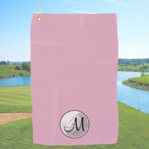 Simple dusty pink custom monogram golf towel