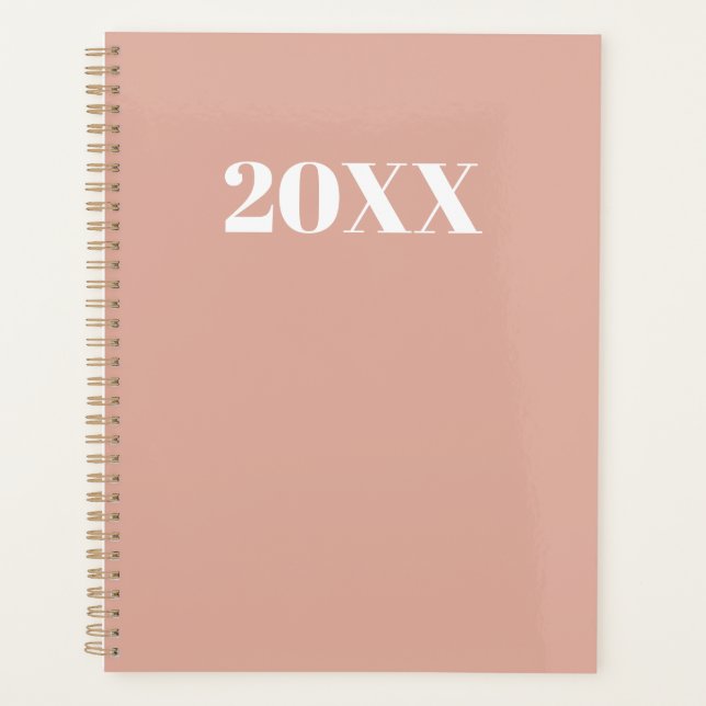 Simple dusty pink modern typography year monogram planner (Front)