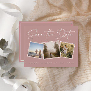 Simple Dusty Pink Photo Wedding Save the Date Announcement Postcard