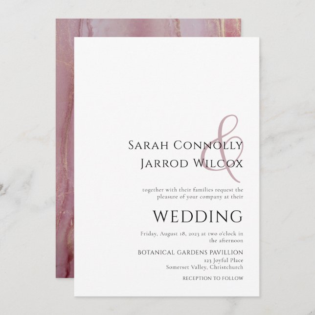 Simple Dusty Pink Wedding Invitation (Front/Back)