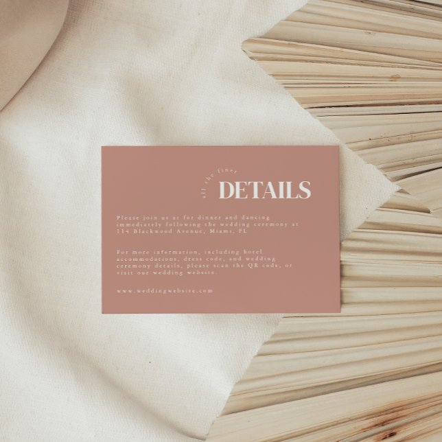 Simple Dusty Pink & White Wedding Details Enclosure Card (Creator Uploaded)