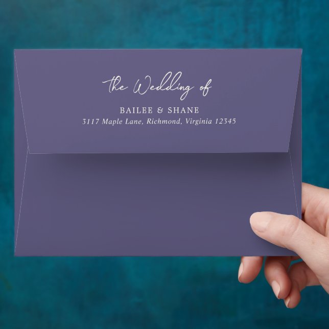 Simple Dusty Purple Modern Wedding Envelope (Hand)