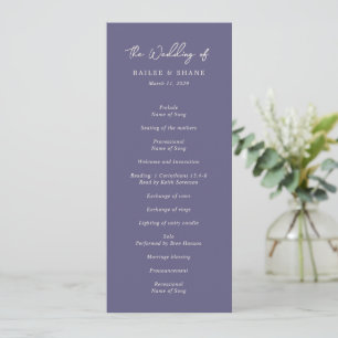 Simple Dusty Purple Modern Wedding Programme