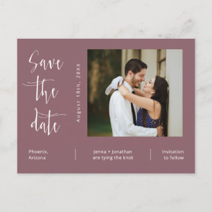 Simple Dusty Purple Photo QR Code Save The Date Postcard