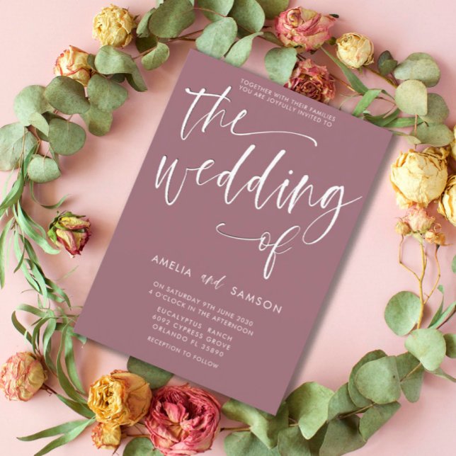 Simple Dusty Rose Calligraphy Wedding   Invitation (Creator Uploaded)