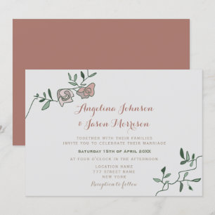 Simple Dusty Rose Greenery Wedding Invite