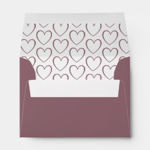 Simple Dusty Rose Heart Pattern Wedding RSVP Envelope