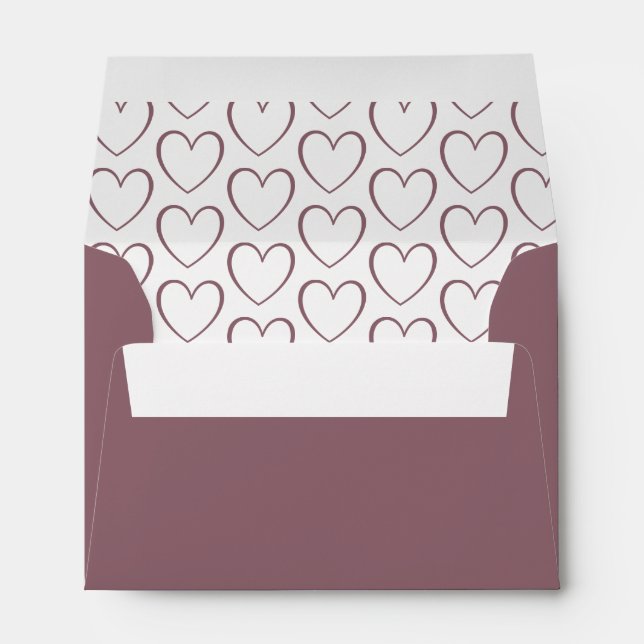 Simple Dusty Rose Heart Pattern Wedding RSVP  Envelope (Back (Bottom))