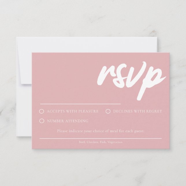 Simple Dusty Rose RSVP card With Meal Choice (Front)