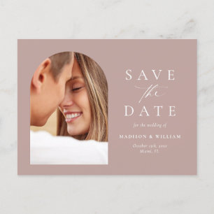 Simple Dusty Rose Save The Date Postcard