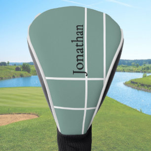 Simple dusty sage black minimalist custom name  golf head cover