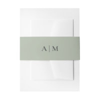 Simple Dusty Sage Wedding Invitation Belly Band