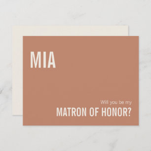 Simple Dusty Terracotta Matron of Honour Proposal Card