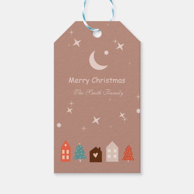 Simple Earth Tone Merry Christmas  Gift Tag (Front)
