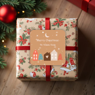 Simple Earth Tone Merry Christmas Square Sticker