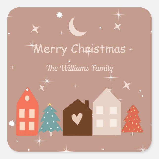 Simple Earth Tone Merry Christmas  Square Sticker (Front)