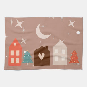 Simple Earth Tone Merry Christmas Tea Towel