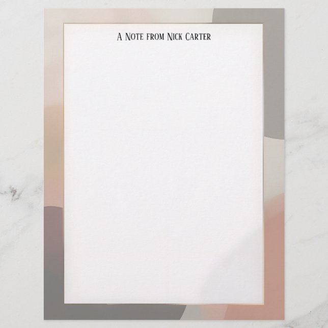 Simple Earth Tones Stationery Paper Custom Letterhead (Front)