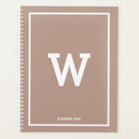 Simple Earthy Beige Toned Initial Monogram Monthly