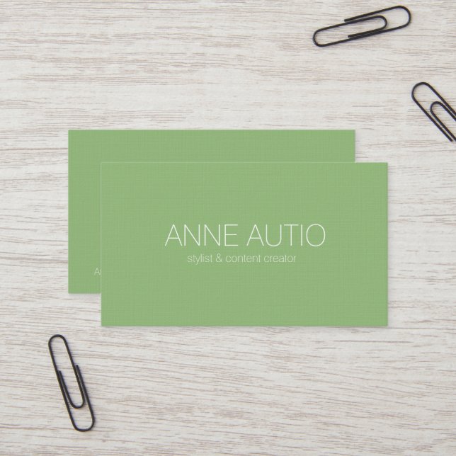 Simple Earthy Green Business Card (Front/Back In Situ)
