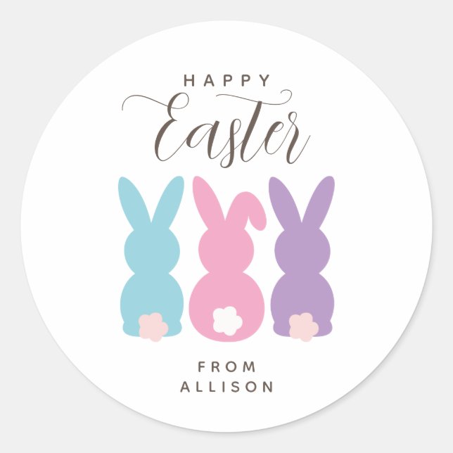 Simple Easter Bunny Personalised Sticker (Front)