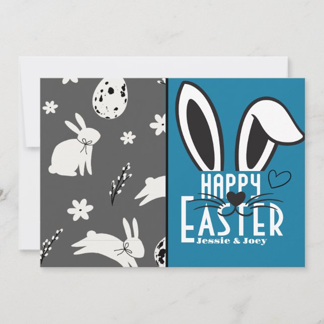 simple easter bunny simple cute family custom holiday card (Front)